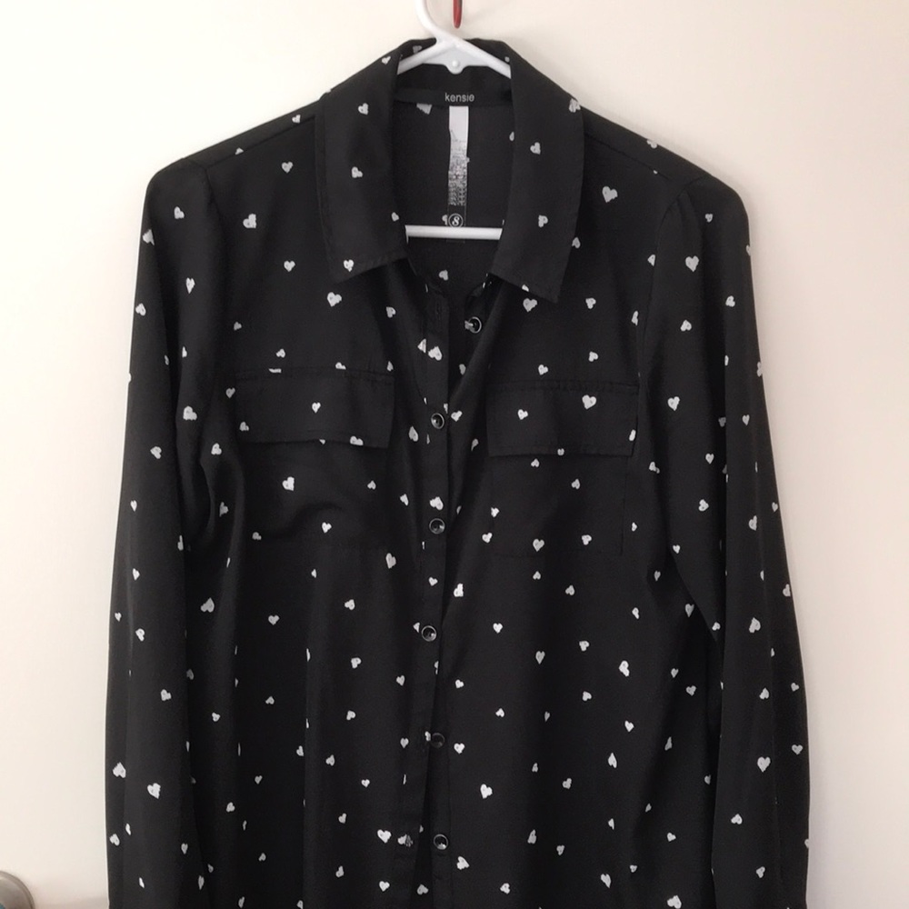 Black blouse with heart pattern